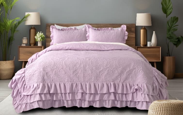 Blackberry (3pcs Bedding Set) with Triple Frills